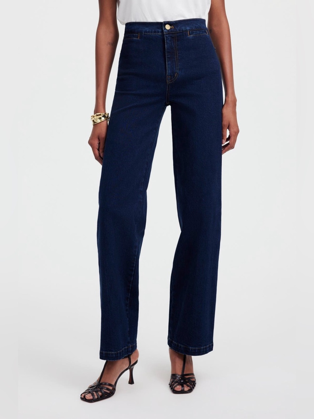 NEW Madewell Emmett Wide Leg High Rise Jeans Dark Indigo Denim Size 29
